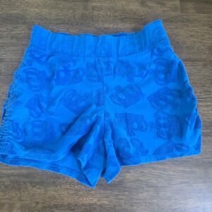 Juicy by Juicy Couture Blue Terry Cloth Crown Logo Ruched Shorts Womens XS